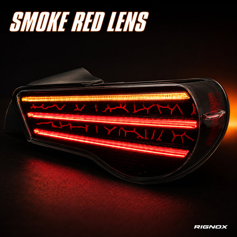 2012-2020 Toyota GT86 / Subaru BRZ / Scion FR-S Sequential LED Tail Lights — smoke red lens detail - T-GT86-SW