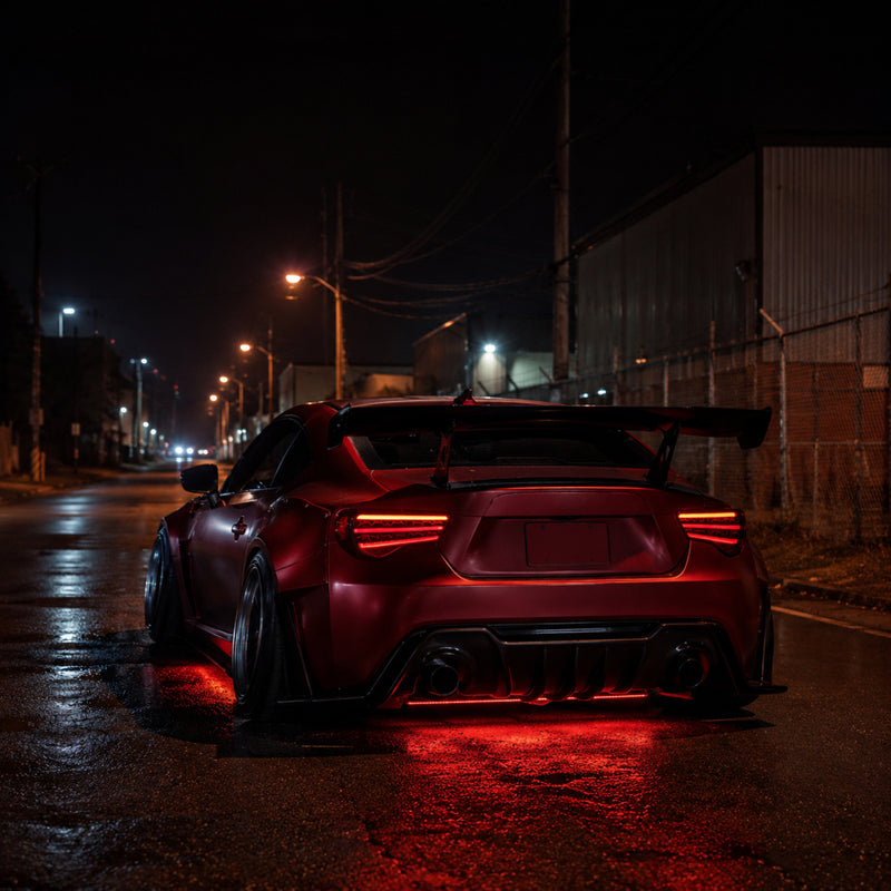 2012-2020 Toyota GT86 / Subaru BRZ / Scion FR-S Sequential LED Tail Lights — smoke red night distance rear - T-GT86-SR