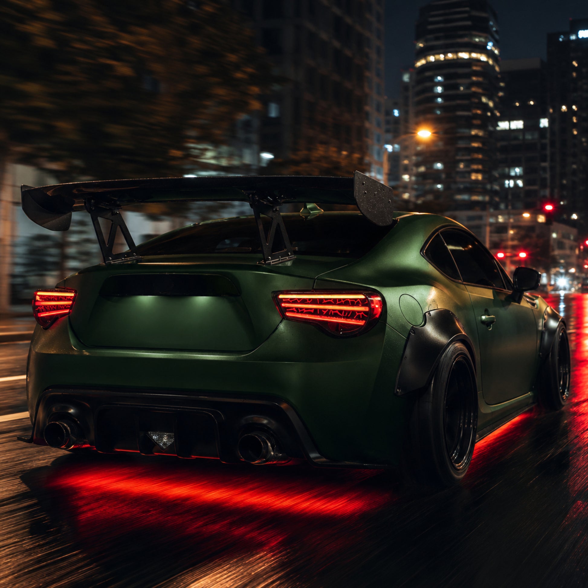 2012-2020 Toyota GT86 / Subaru BRZ / Scion FR-S Sequential LED Tail Lights — smoke red night motion rear - T-GT86-SR