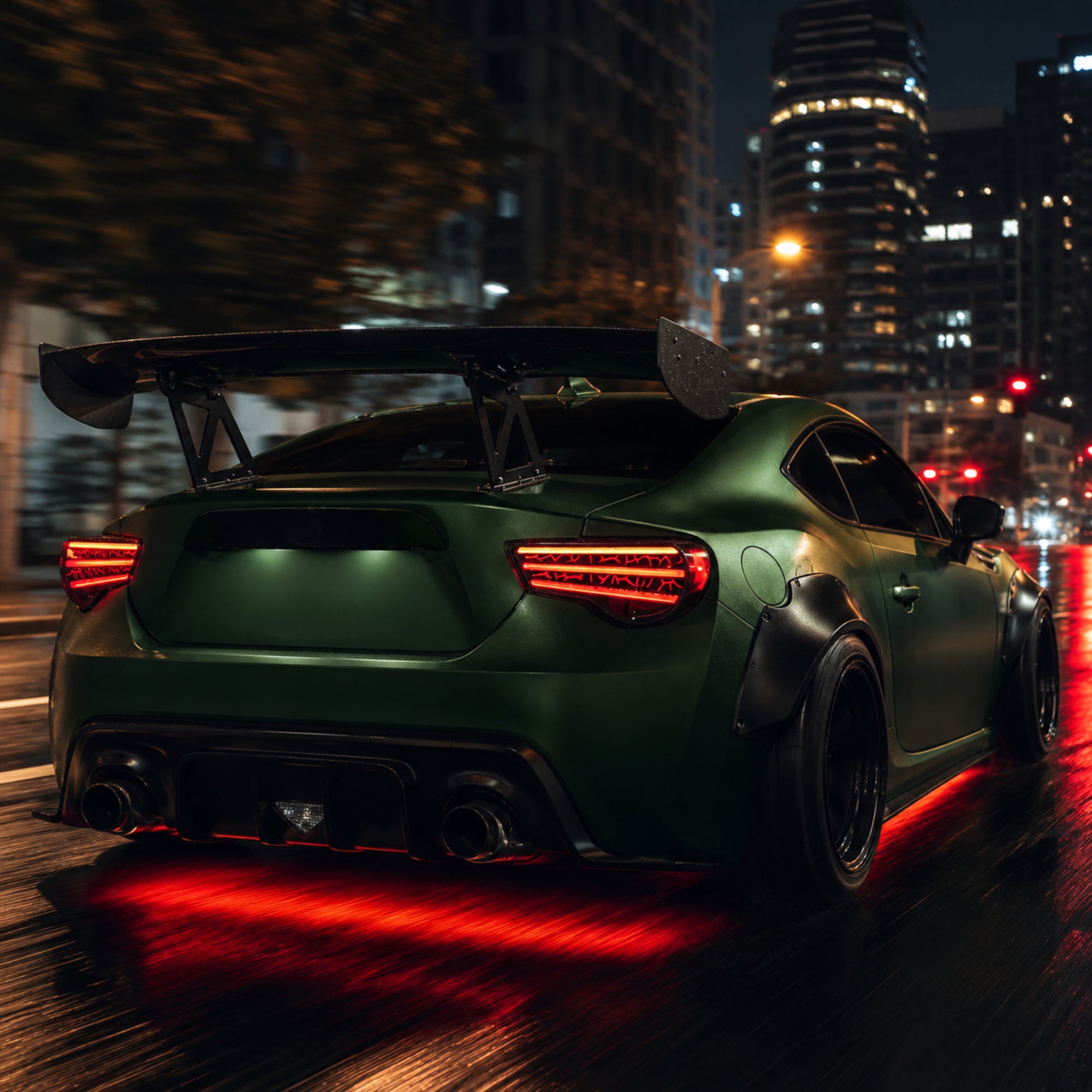 2012-2020 Toyota GT86 / Subaru BRZ / Scion FR-S Sequential LED Tail Lights — smoke red night motion rear - T-GT86-SR