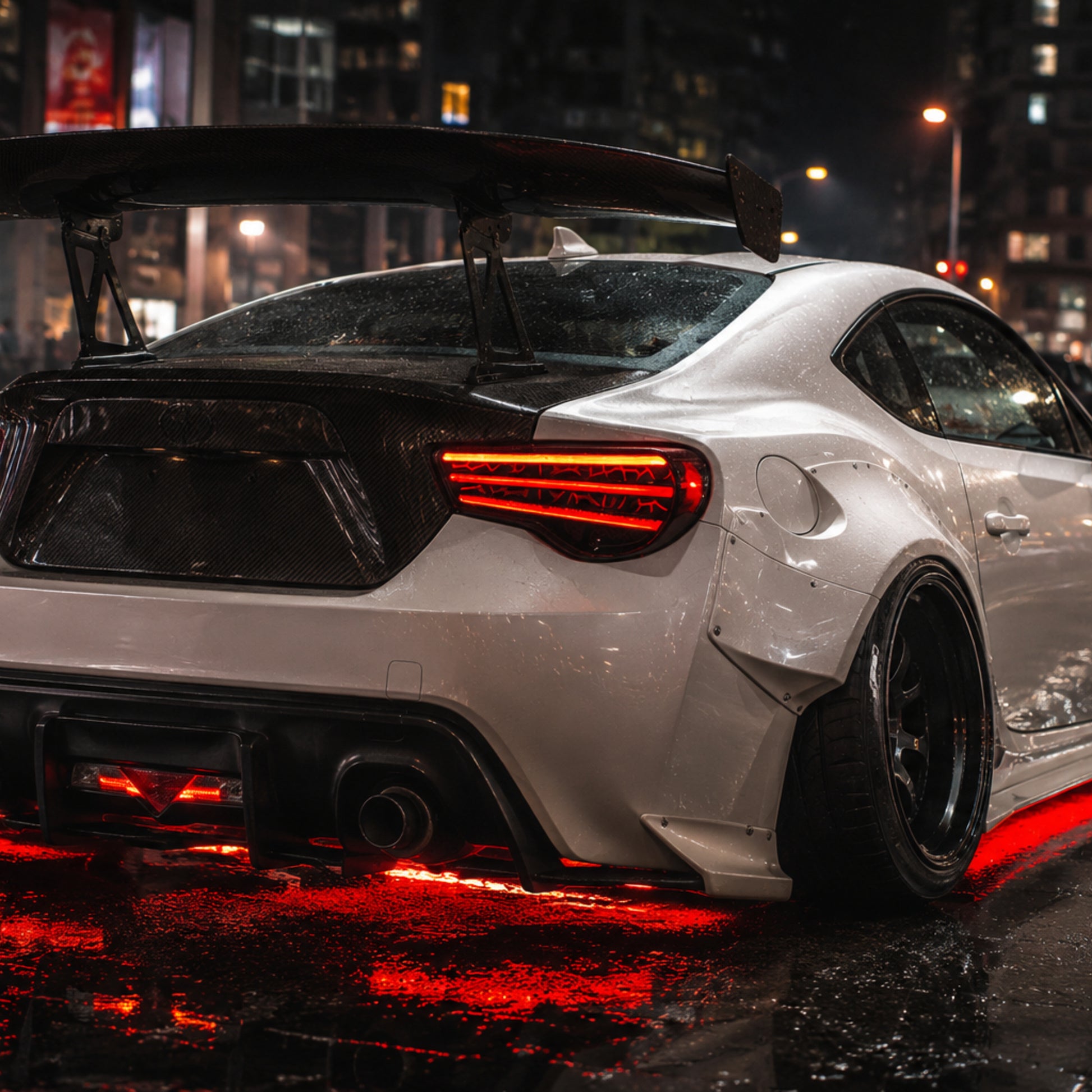 2012-2020 Toyota GT86 / Subaru BRZ / Scion FR-S Sequential LED Tail Lights — smoke red rear45 degree - T-GT86-SR