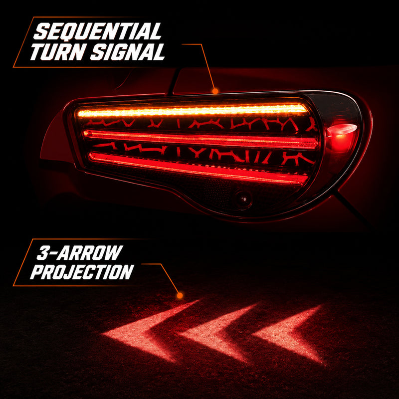 2012-2020 Toyota GT86 / Subaru BRZ / Scion FR-S Sequential LED Tail Lights — smoke red sequential turn signal - T-GT86-SW