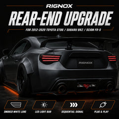 2012-2020 Toyota GT86 / Subaru BRZ / Scion FR-S Sequential LED Tail Lights — smoked white feature summary - T-GT86-SW