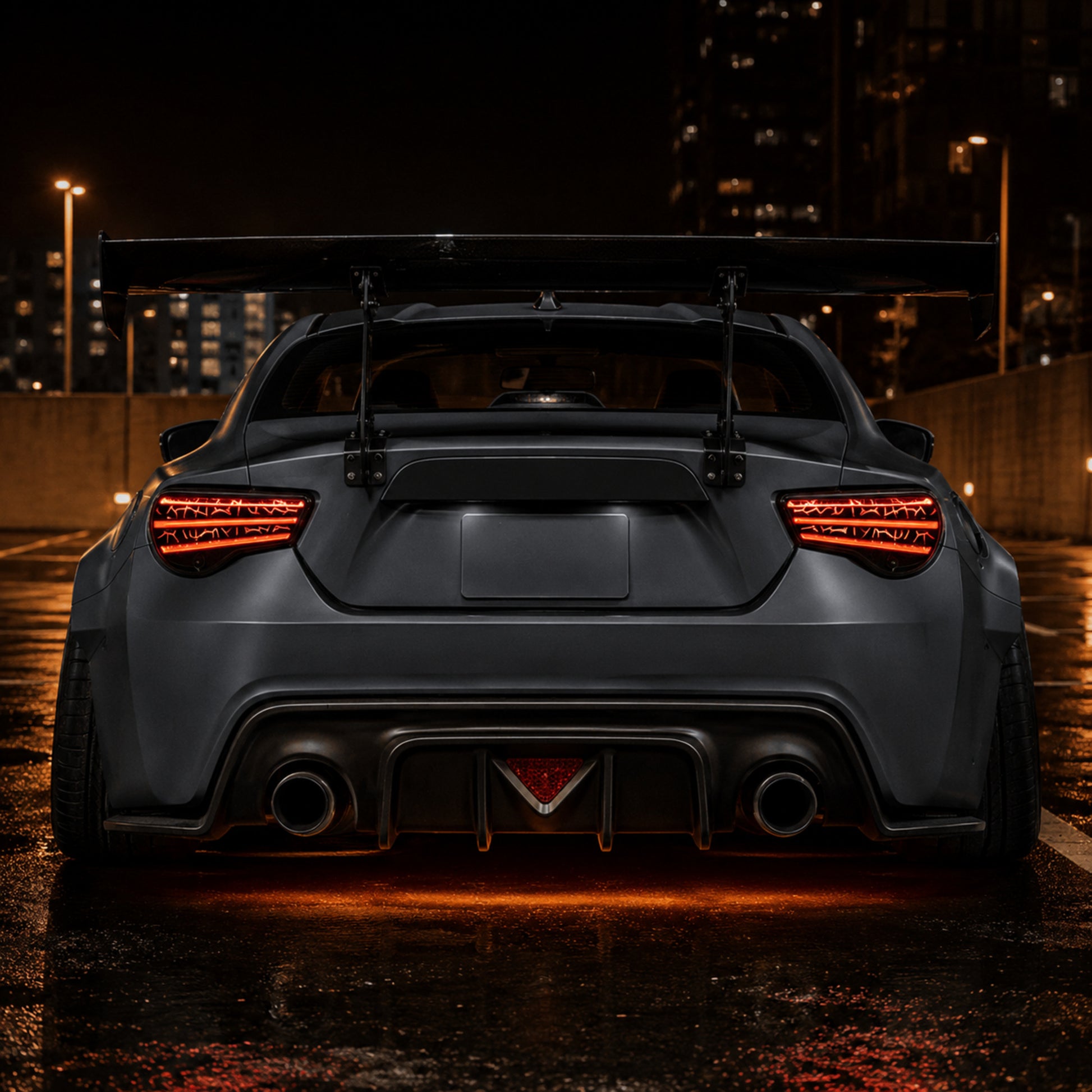 2012-2020 Toyota GT86 / Subaru BRZ / Scion FR-S Sequential LED Tail Lights — smoked white installed rear view - T-GT86-SW