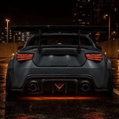 2012-2020 Toyota GT86 / Subaru BRZ / Scion FR-S Sequential LED Tail Lights — smoked white installed rear view - T-GT86-SW