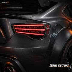 2012-2020 Toyota GT86 / Subaru BRZ / Scion FR-S Sequential LED Tail Lights — smoked white lens detail closeup - T-GT86-SW