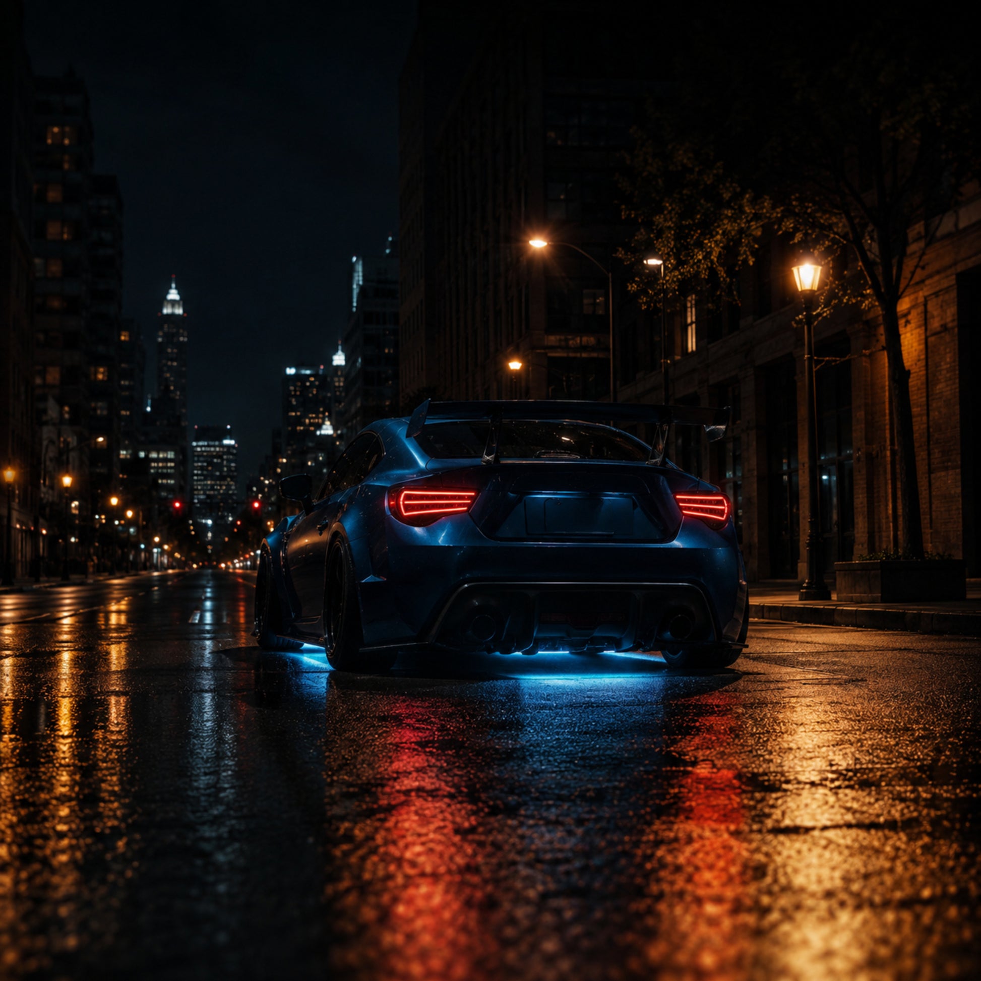 2012-2020 Toyota GT86 / Subaru BRZ / Scion FR-S Sequential LED Tail Lights — smoked white night far rear view - T-GT86-SW