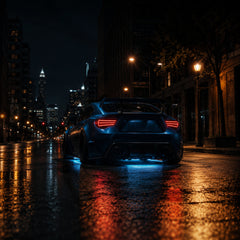 2012-2020 Toyota GT86 / Subaru BRZ / Scion FR-S Sequential LED Tail Lights — smoked white night far rear view - T-GT86-SW