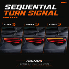 2012-2020 Toyota GT86 / Subaru BRZ / Scion FR-S Sequential LED Tail Lights — smoked white sequential turn signal - T-GT86-SRGB