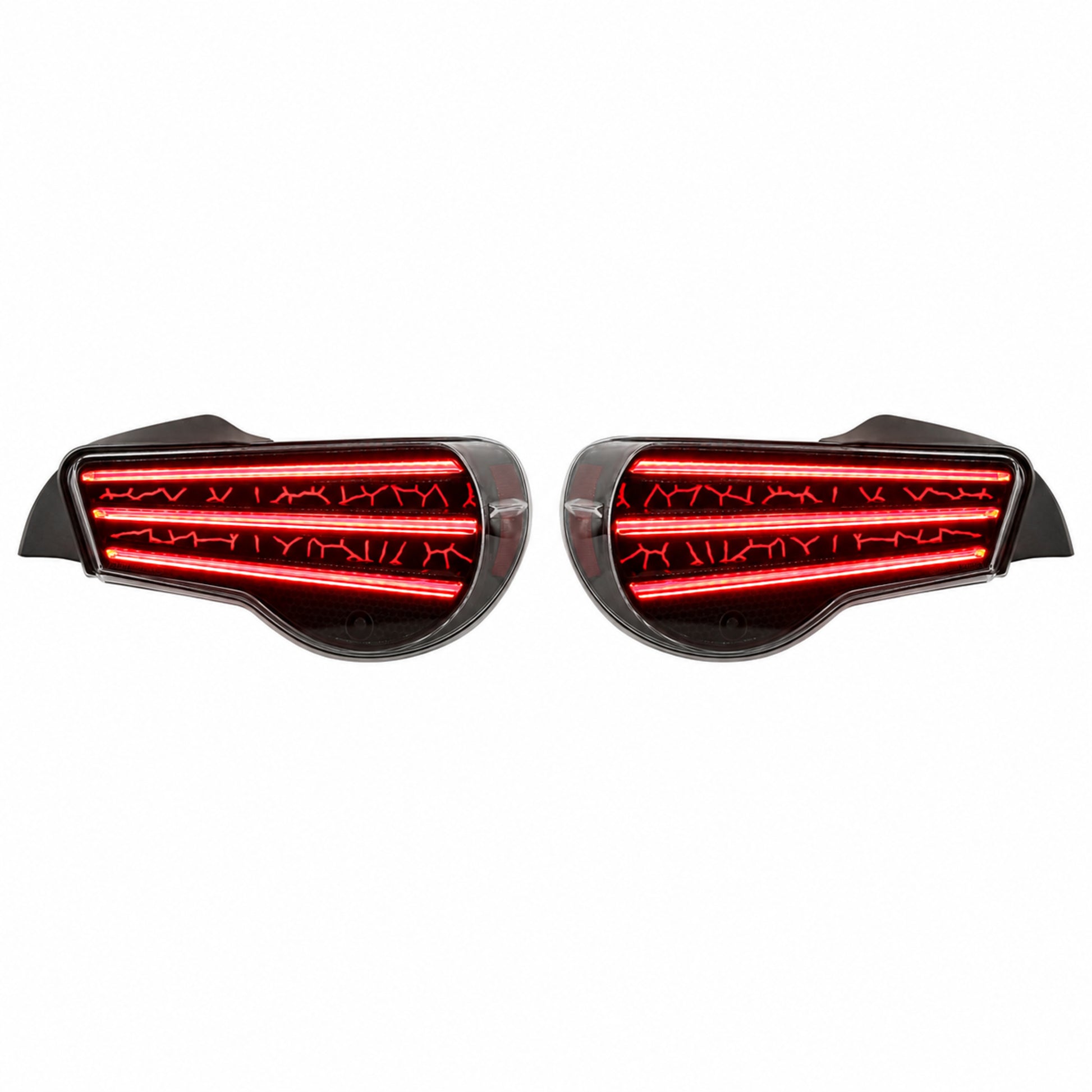 2012-2020 Toyota GT86 / Subaru BRZ / Scion FR-S Sequential LED Tail Lights — smoked white white background lit - T-GT86-SW