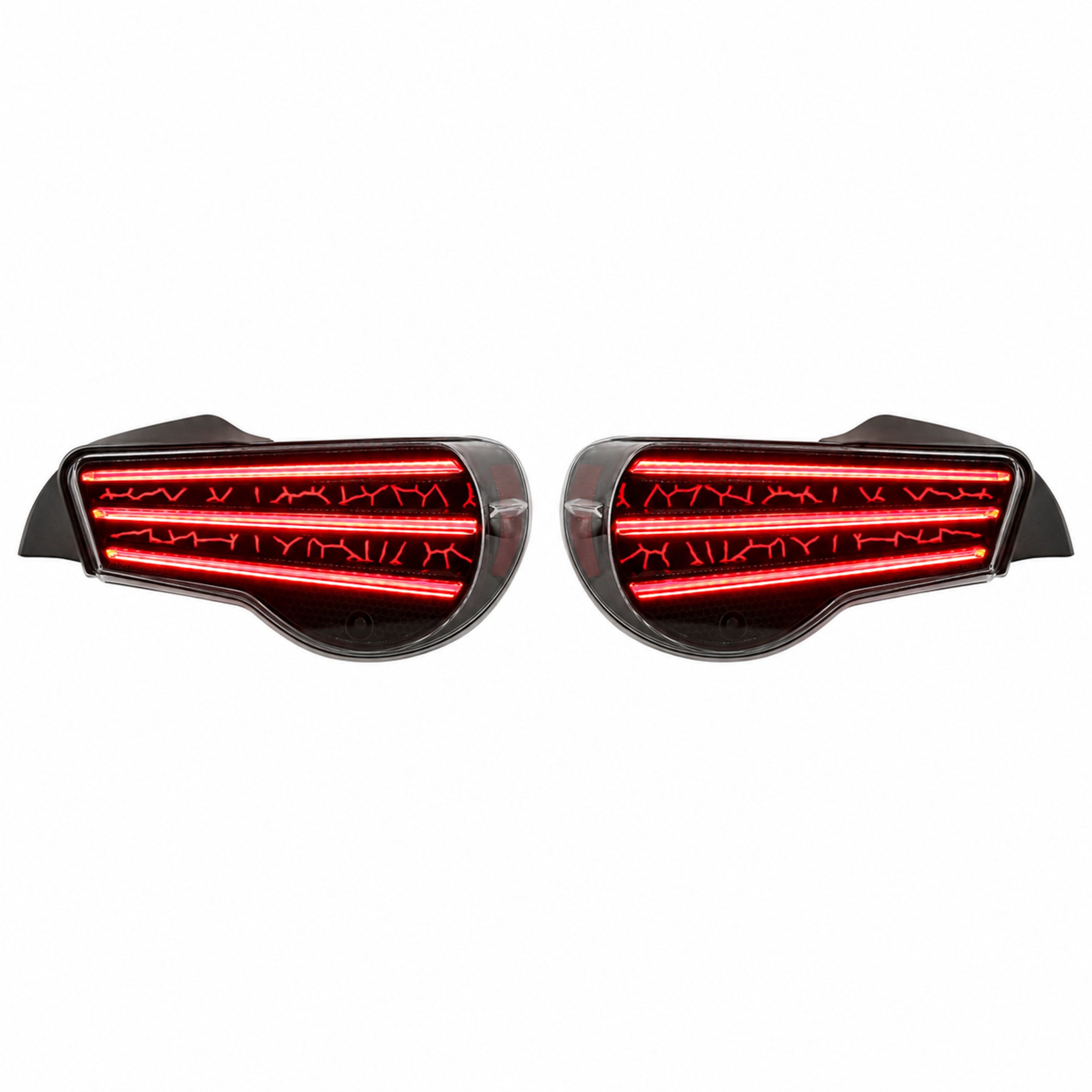 2012-2020 Toyota GT86 / Subaru BRZ / Scion FR-S Sequential LED Tail Lights — smoked white white background lit - T-GT86-SW