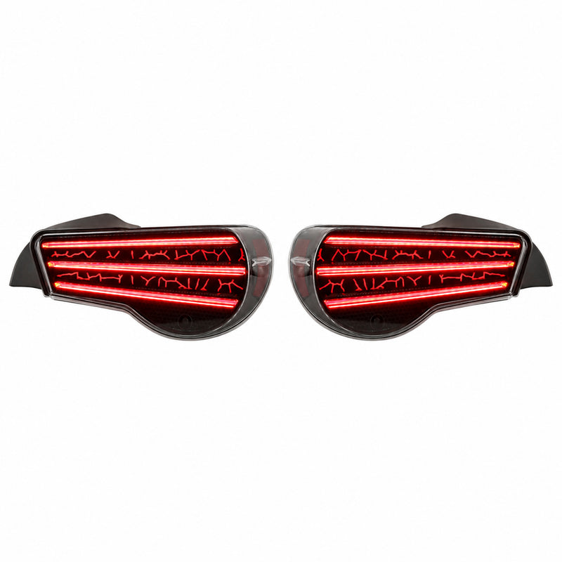 2012-2020 Toyota GT86 / Subaru BRZ / Scion FR-S Sequential LED Tail Lights — smoked white white background lit - T-GT86-SW