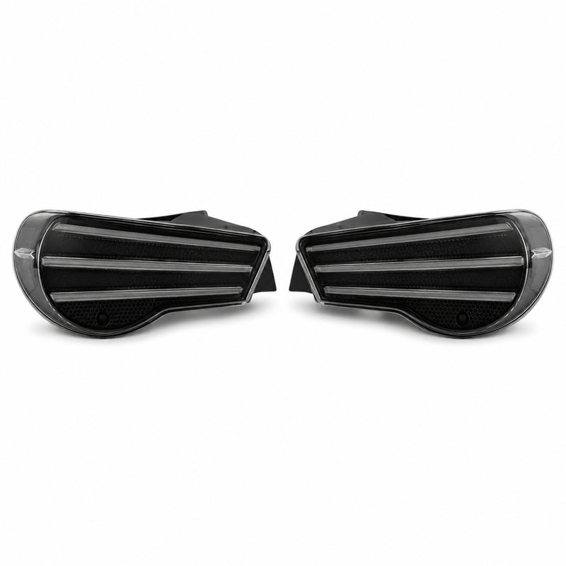2012-2020 Toyota GT86 / Subaru BRZ / Scion FR-S Sequential LED Tail Lights — smoked white white background unlit - T-GT86-SW