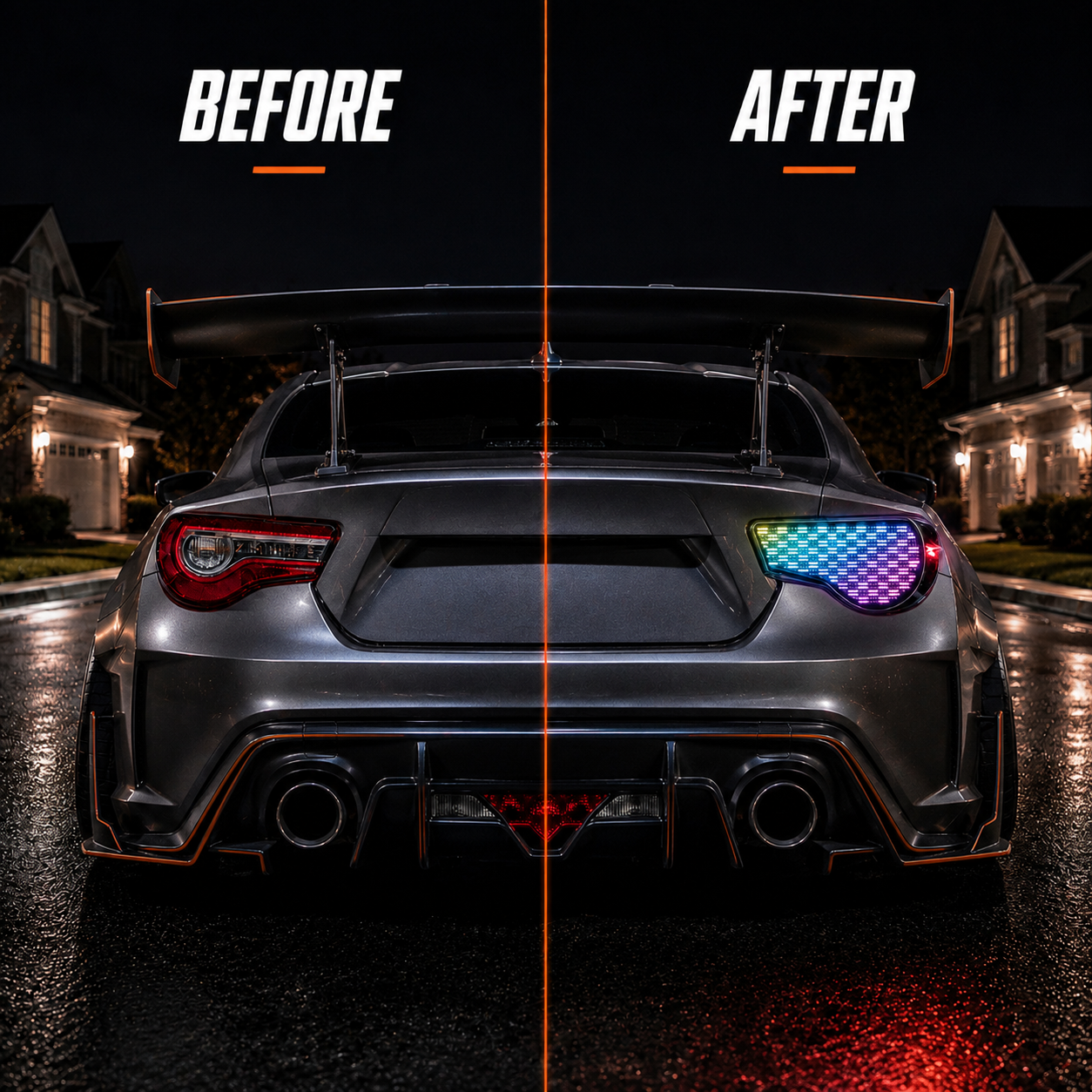 2012-2020 Toyota GT86 / Subaru BRZ / Scion FR-S Sequential LED Tail Lights — sequential LED before after - T-GT86-SDG