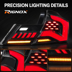 2013-2015 Honda Civic 9th Gen Sedan Sequential LED Tail Lights Assembly — lighting details —T-CIV13-SR