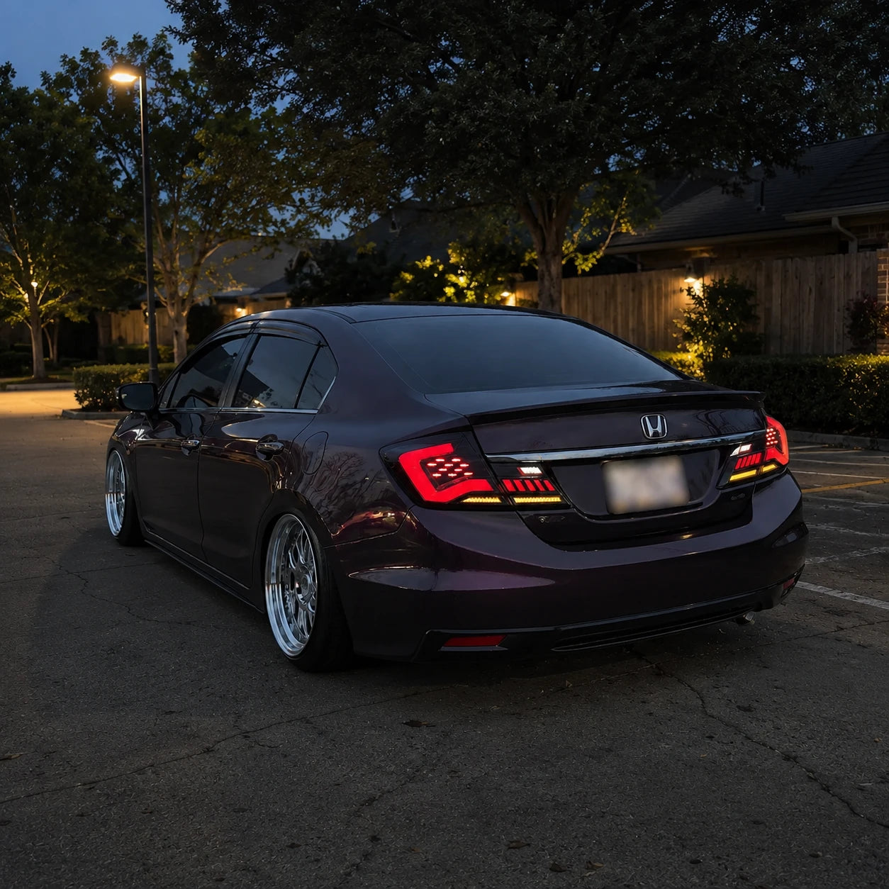 2013-2015 Honda Civic 9th Gen Sedan Sequential LED Tail Lights Assembly — street night look —T-CIV13-SR