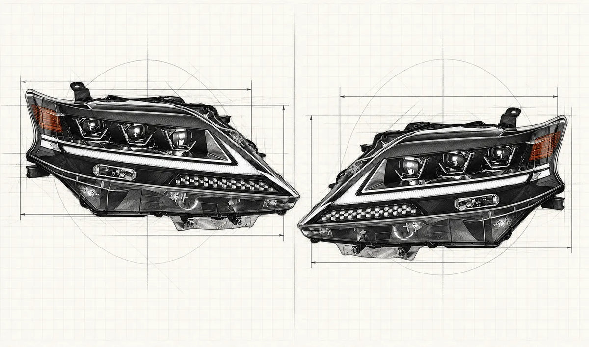 2013-2015 Lexus RX350 / RX450h LED Quad Projector Headlights Assembly — Pair