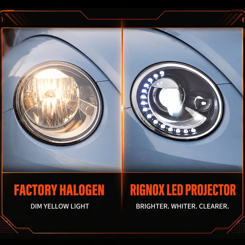 2013-2018 Volkswagen Beetle Projector Headlights (without bulb) — clear sequential function01 — H-BTL13