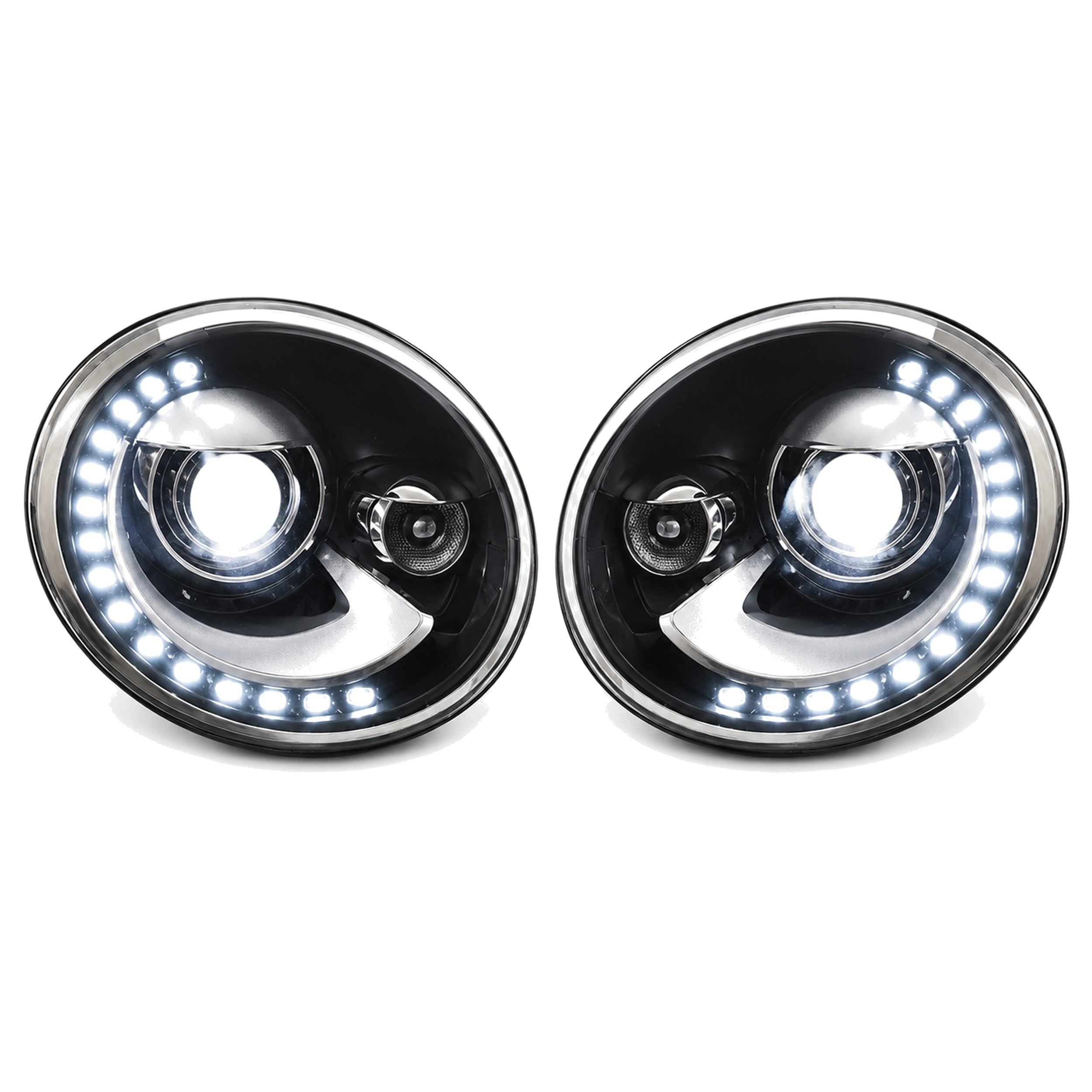 2013-2018 Volkswagen Beetle Clear LED Projector Headlights | Halogen Models, Sequential