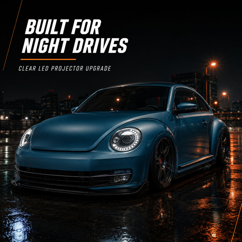 2013-2018 Volkswagen Beetle Projector Headlights (without bulb) — clear sequential scene06