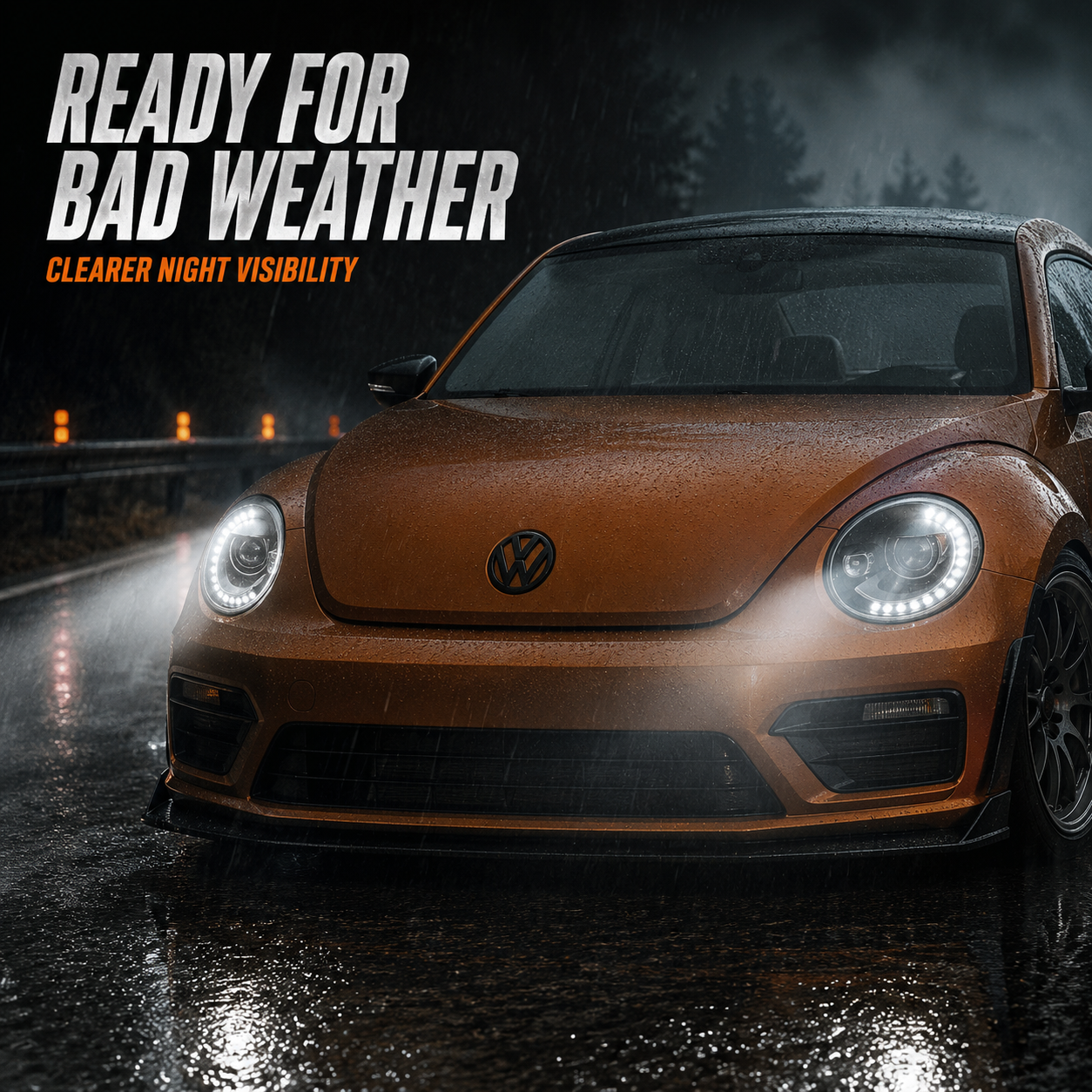2013-2018 Volkswagen Beetle Projector Headlights (without bulb) — clear sequential detail 04 fixed — H-BTL13