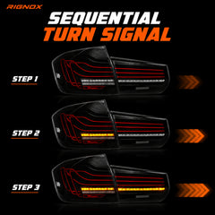 2013-2019 BMW 3 Series F30/F35 Sequential Laser LED Tail Lights — smoked white laser line sequential turn signal - T-3F30-SW