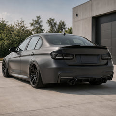 2013-2019 BMW 3 Series F30/F35 Sequential Laser LED Tail Lights — smoked white laser line side rear45 day unlit - T-3F30-SW