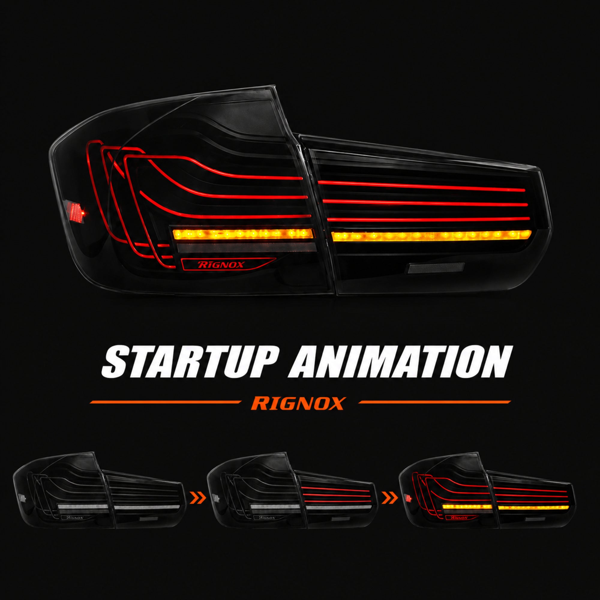 2013-2019 BMW 3 Series F30/F35 Sequential Laser LED Tail Lights — smoked white laser line startup animation - T-3F30-SW