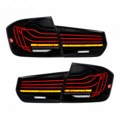 2013-2019 BMW 3 Series F30/F35 Sequential Laser LED Tail Lights — smoked white laser line white background main - T-3F30-SW
