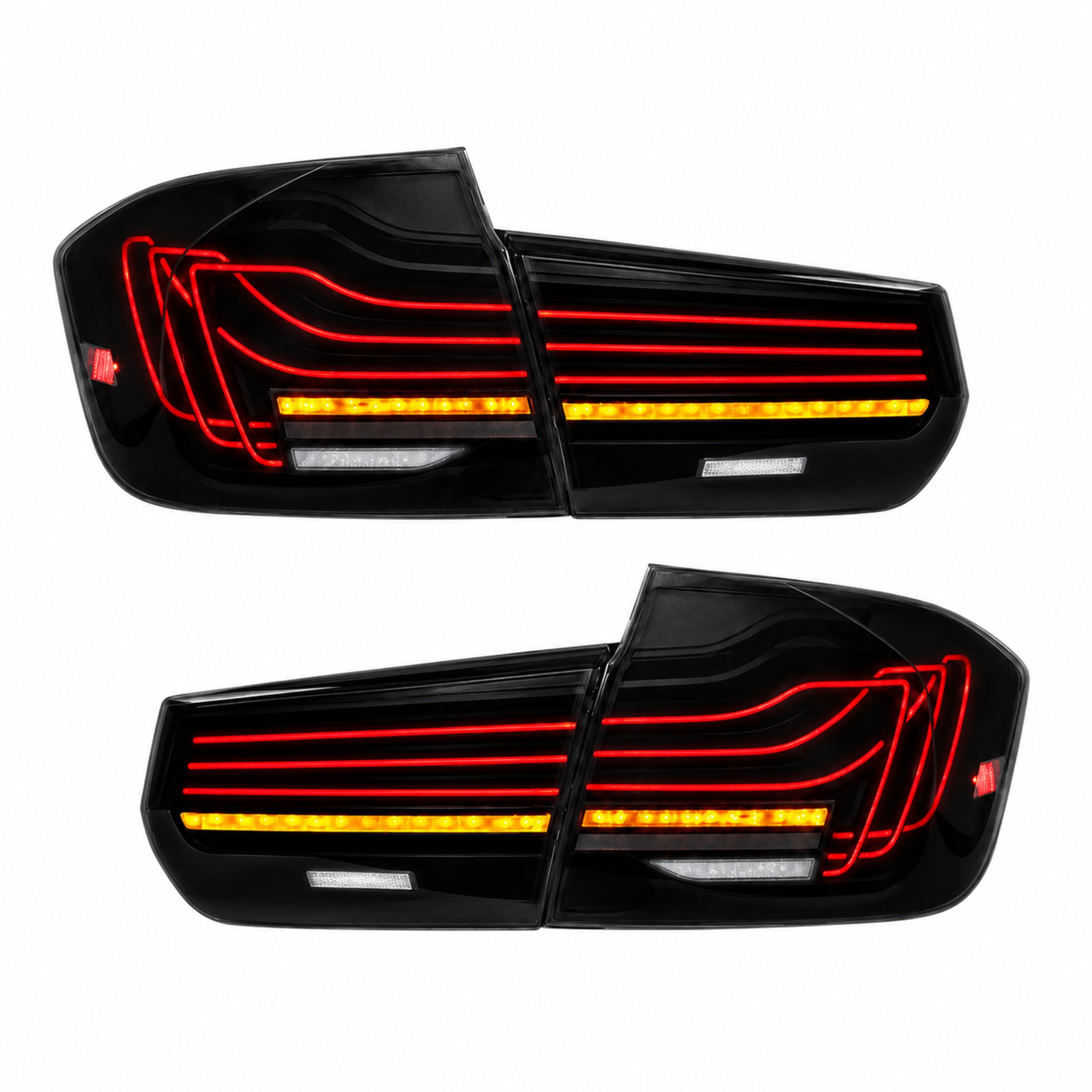 2013-2019 BMW 3 Series F30/F35 Sequential Laser LED Tail Lights — smoked white laser line white background main - T-3F30-SW