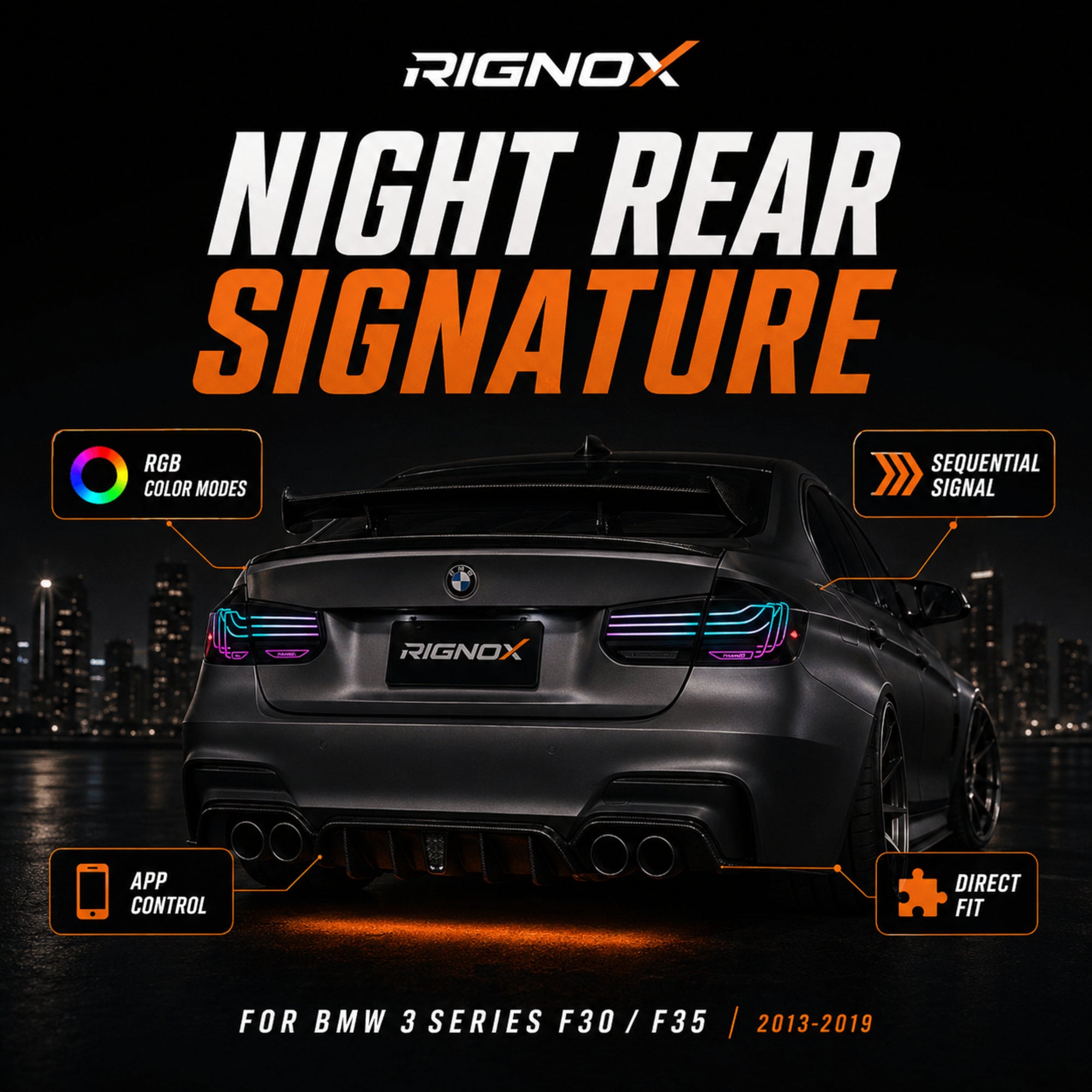2013-2019 BMW 3 Series F30/F35 Sequential Laser LED Tail Lights — rgblaser line feature summary - T-3F30-SRGB