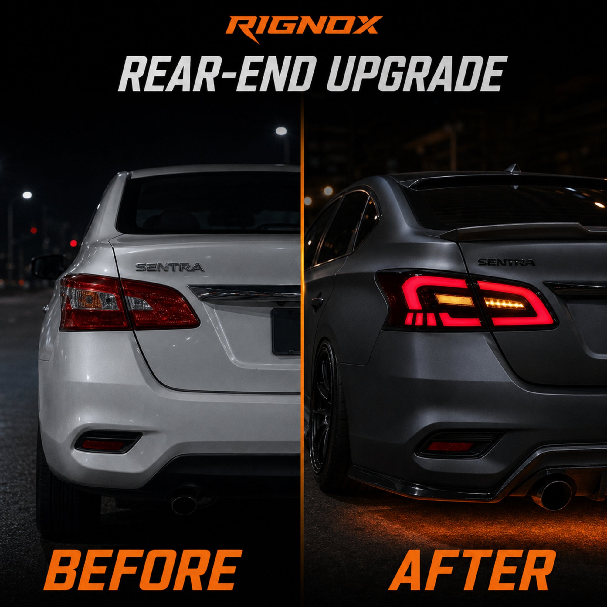 2013-2019 Nissan Sentra LED Tail Lights | Smoke Red, Sequential Turn Signal
