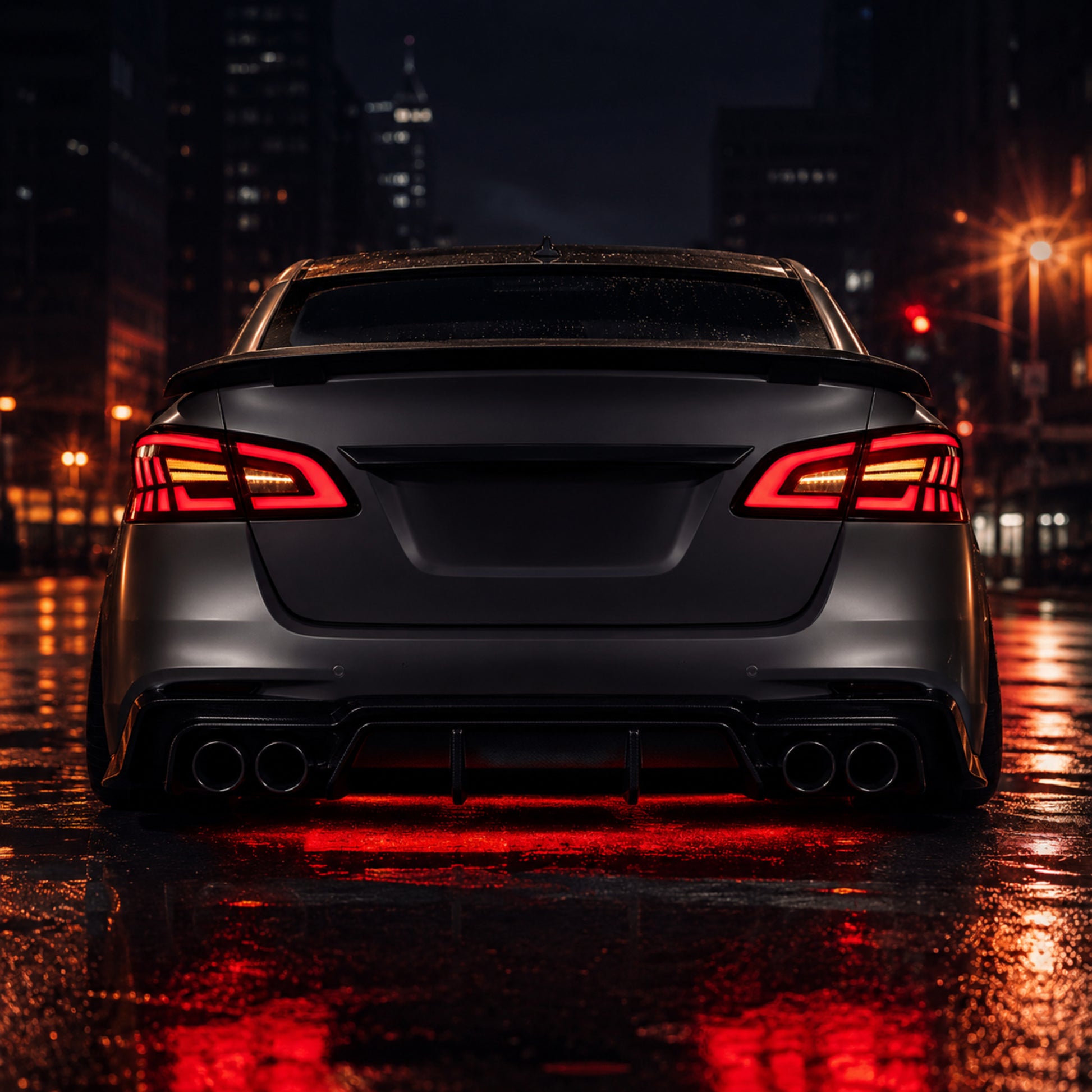 2013-2019 Nissan Sentra Sequential LED Tail Lights — smoke red sequential turn signal night rear view no text