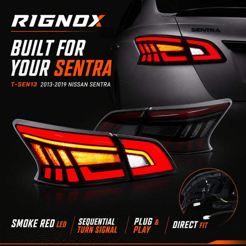 2013-2019 Nissan Sentra Sequential LED Tail Lights — smoke red sequential turn signal selling points summary