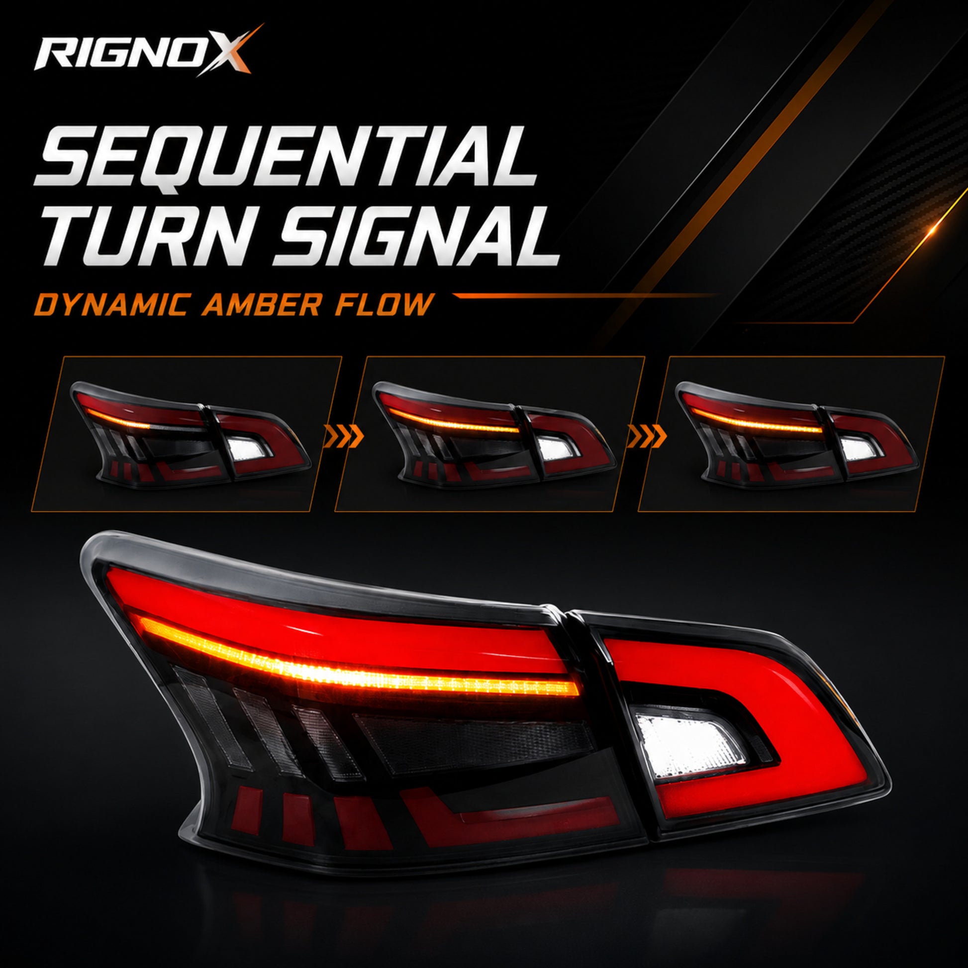 2013-2019 Nissan Sentra Sequential LED Tail Lights — smoke red sequential turn signal sequential turn signal function