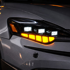 2014-2016 Lexus IS250 / IS200t / IS300 / IS350 LED Triple Projector Headlights — sequential amber turn closeup