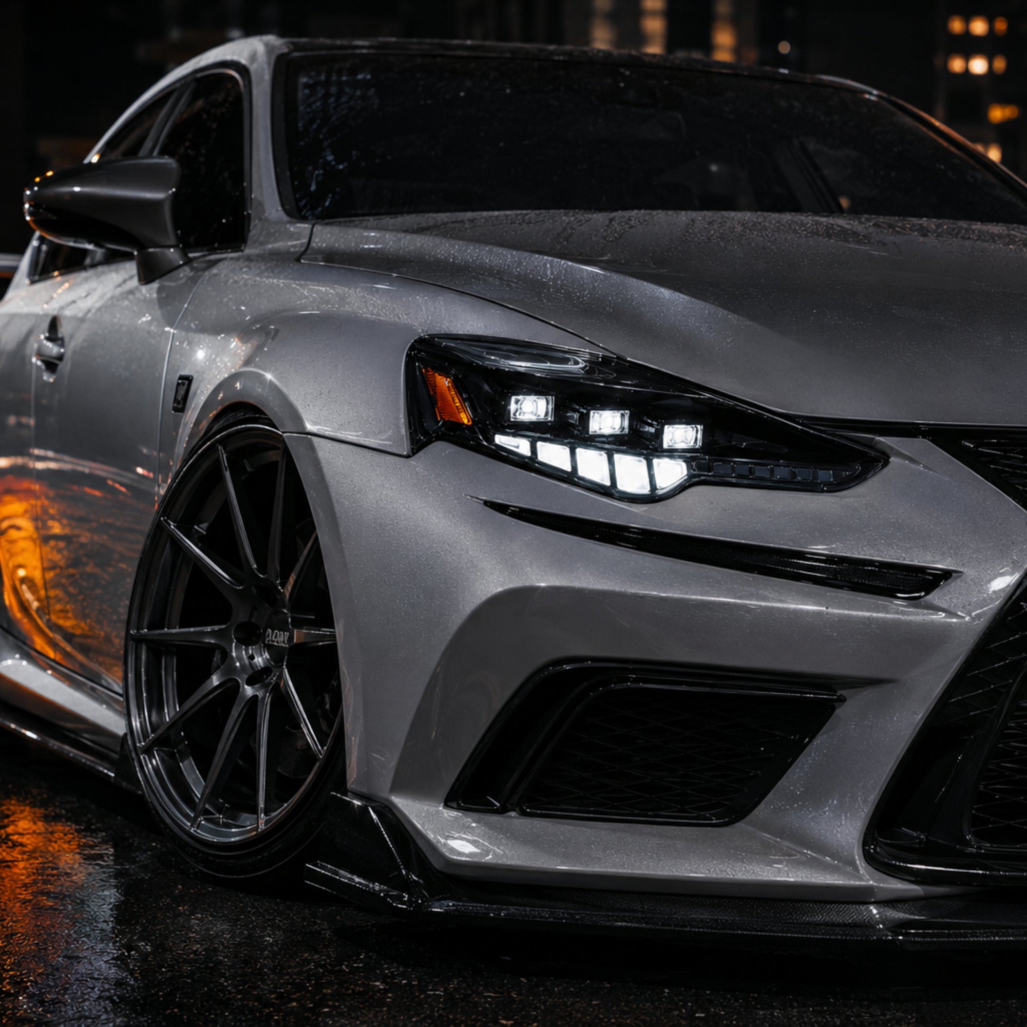 2014-2016 Lexus IS250 / IS200t / IS300 / IS350 LED Triple Projector Headlights — sequential installed closeup