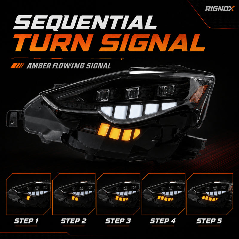 2014-2016 Lexus IS250 / IS200t / IS300 / IS350 LED Triple Projector Headlights — sequential turn signal states