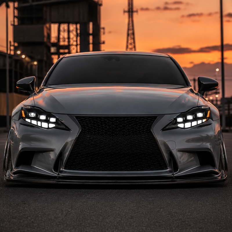 2014-2016 Lexus IS250 / IS200t / IS300 / IS350 LED Triple Projector Headlights — sequential dusk front complete