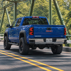 2014-2018 GMC Sierra 1500 & 2015-2019 Sierra 2500HD/3500HD LED Tail Lights Assembly — illuminated red running lights while driving — T-SIE14-SR