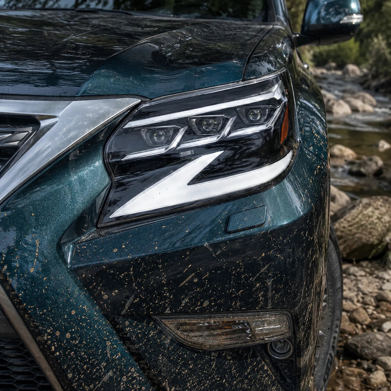 2014-2019 Lexus GX460 LED Triple Projector Headlights Assembly — close  up light details — H-GX460-14