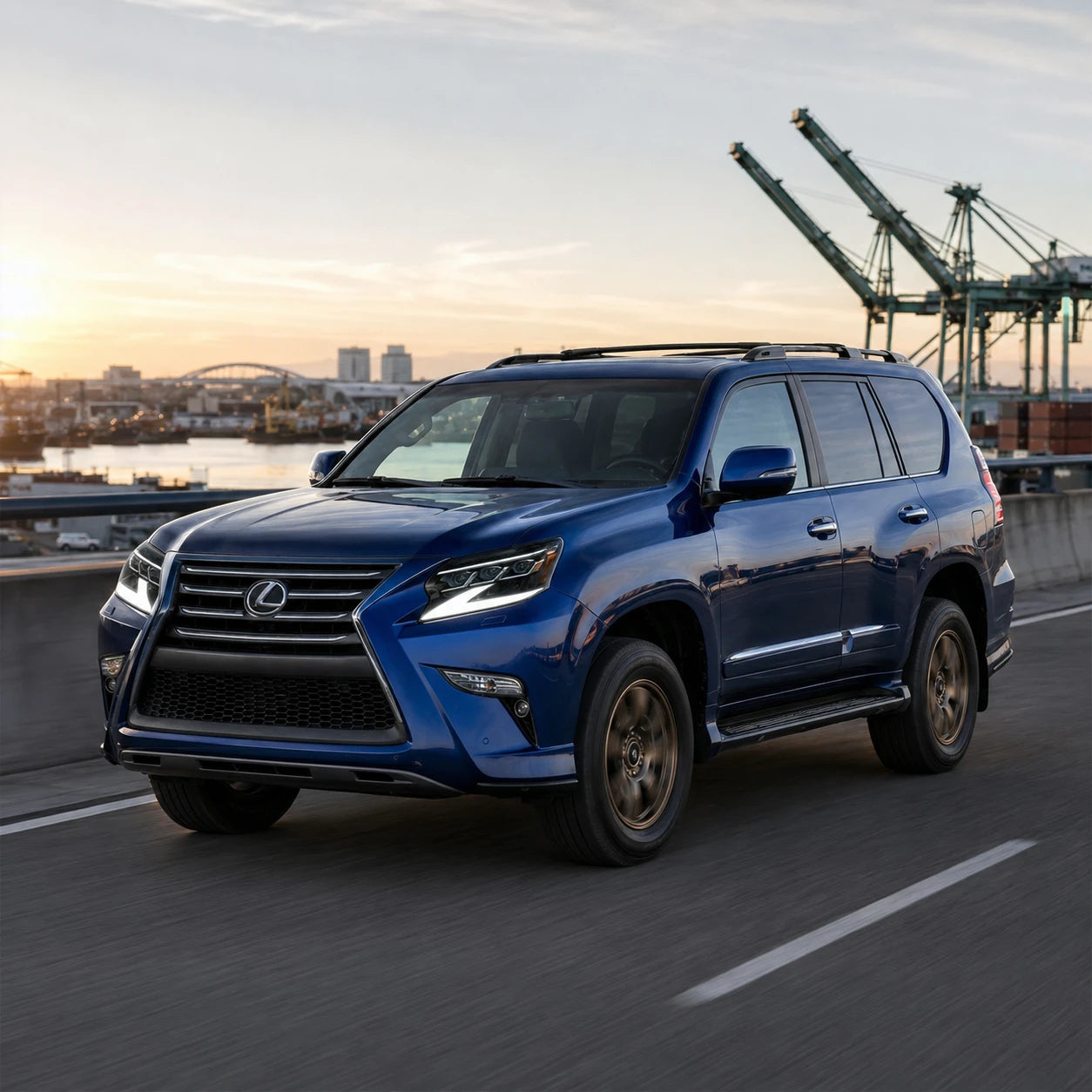 2014-2019 Lexus GX460 LED Triple Projector Headlights Assembly — driving with drl on — H-GX460-14