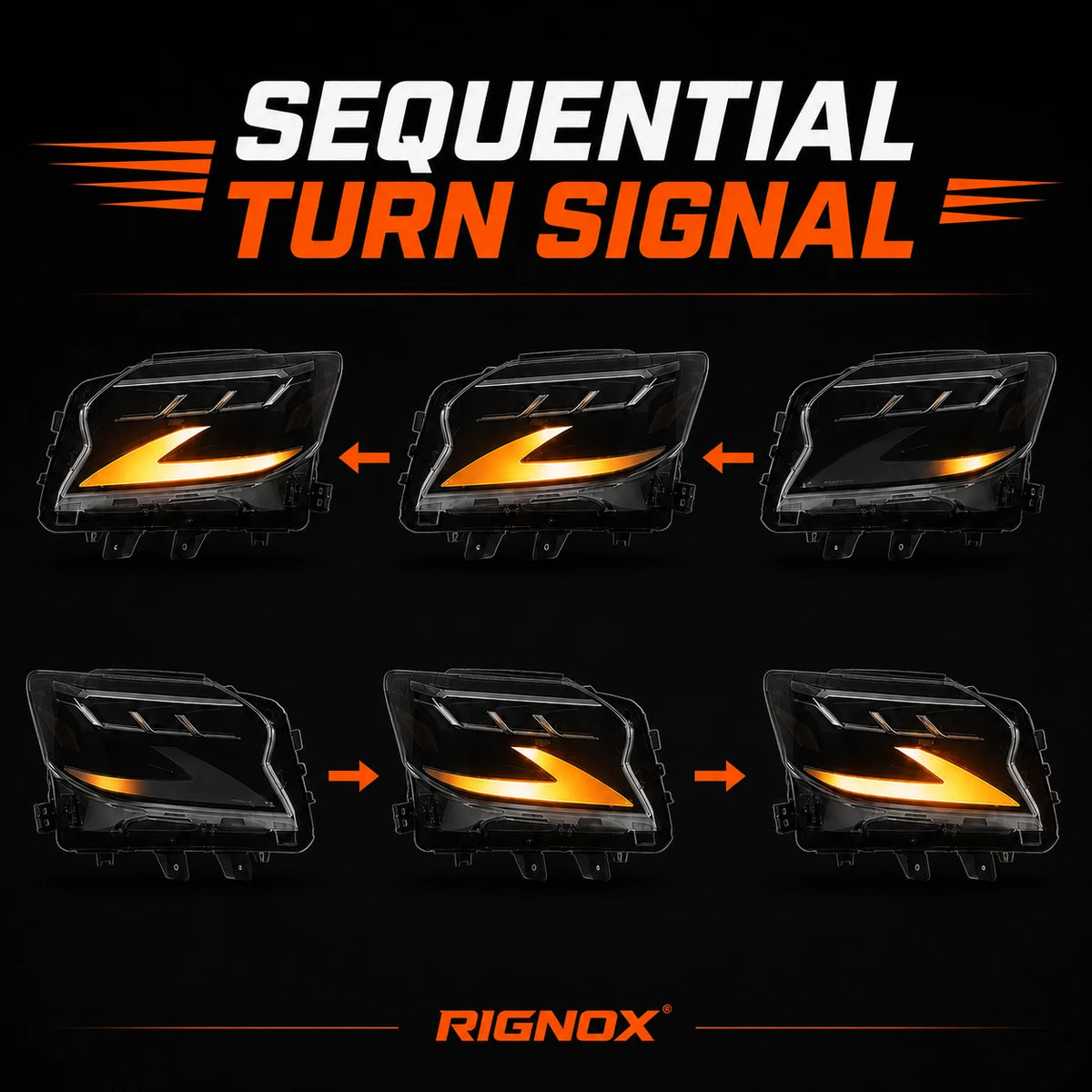 2014-2019 Lexus GX460 LED Triple Projector Headlights Assembly — sequential turn signal — H-GX460-14