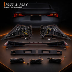 2014-2020 Lexus IS250/IS350/ISF Sequential LED Tail Lights — smoked red plug play - T-IS14-SR