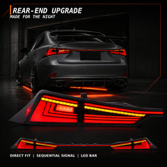 2014-2020 Lexus IS250/IS350/ISF Sequential LED Tail Lights — smoked red selling points - T-IS14-SR