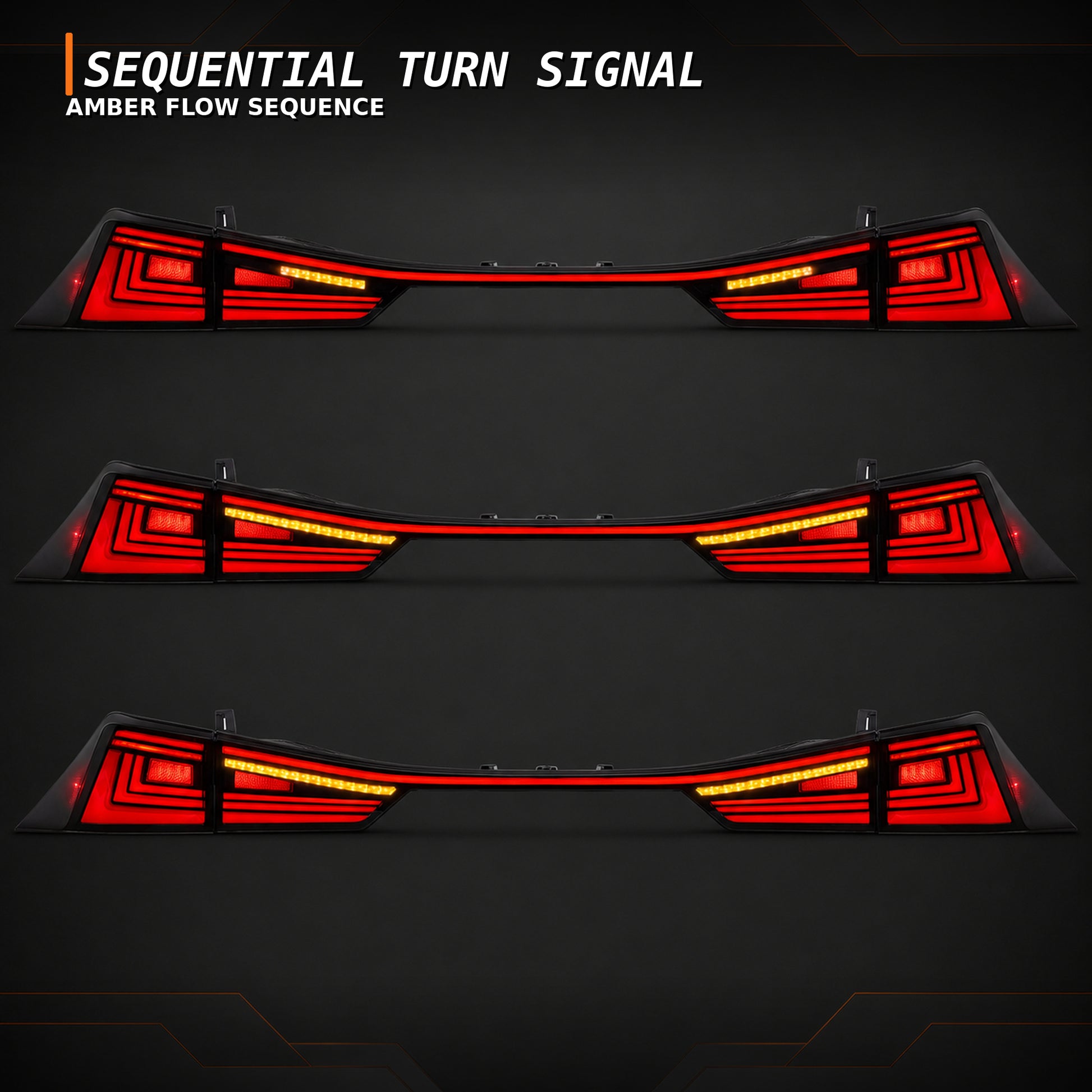 2014-2020 Lexus IS250/IS350/ISF Sequential LED Tail Lights — smoked red sequential turn signal - T-IS14-SR
