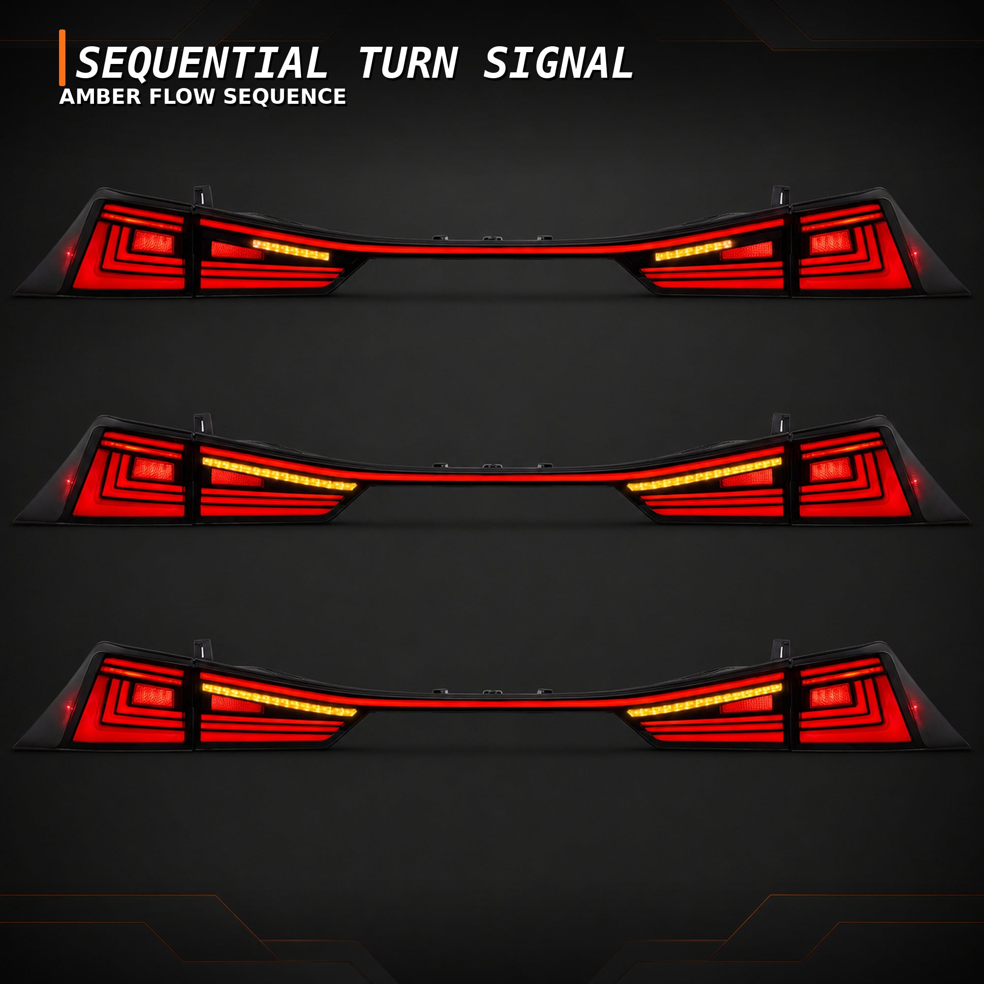 2014-2020 Lexus IS250/IS350/ISF Sequential LED Tail Lights — smoked red sequential turn signal - T-IS14-SR