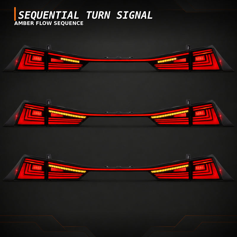 2014-2020 Lexus IS250/IS350/ISF Sequential LED Tail Lights — smoked red sequential turn signal - T-IS14-SR