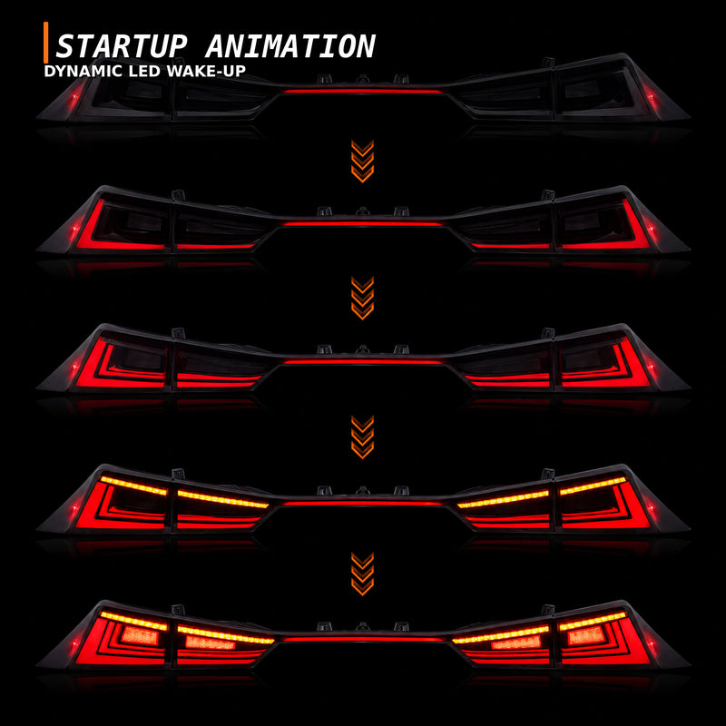 2014-2020 Lexus IS250/IS350/ISF Sequential LED Tail Lights — smoked red startup animation - T-IS14-SR