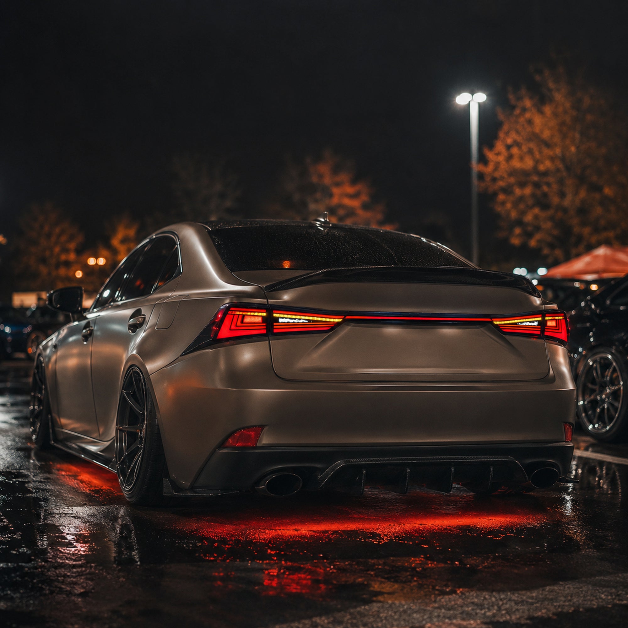 2014-2020 Lexus IS250/IS350/ISF Sequential LED Tail Lights — smoked red street build - T-IS14-SR